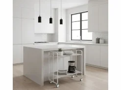Don Hierro Carrito auxiliar plegable con ruedas - Estructura metálica gris, 2 estantes laminados color Fresno – 72*66*43 cm - BAUHAUS