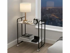 Hot Carrito auxiliar plegable con ruedas - Estructura metálica negra, 2 estantes s laminados – 72*66*43 cm - BAUHAUS Mueble Camarera