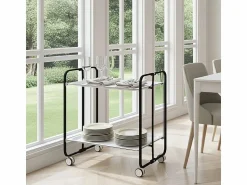 Hot Carrito auxiliar plegable con ruedas - Estructura metálica negra, 2 estantes s laminados – 72*66*43 cm - BAUHAUS Mueble Camarera