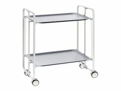 Don Hierro Carrito auxiliar plegable con ruedas - Estructura metálica blanca, 2 estantes laminados – 72*66*43 cm - BAUHAUS