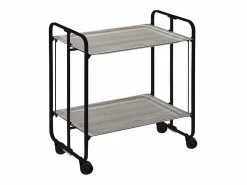 Clearance Carrito auxiliar plegable con ruedas - Estructura metálica negra, 2 estantes laminados color Fresno – 72*66*43 cm - BAUHAUS Mueble Camarera