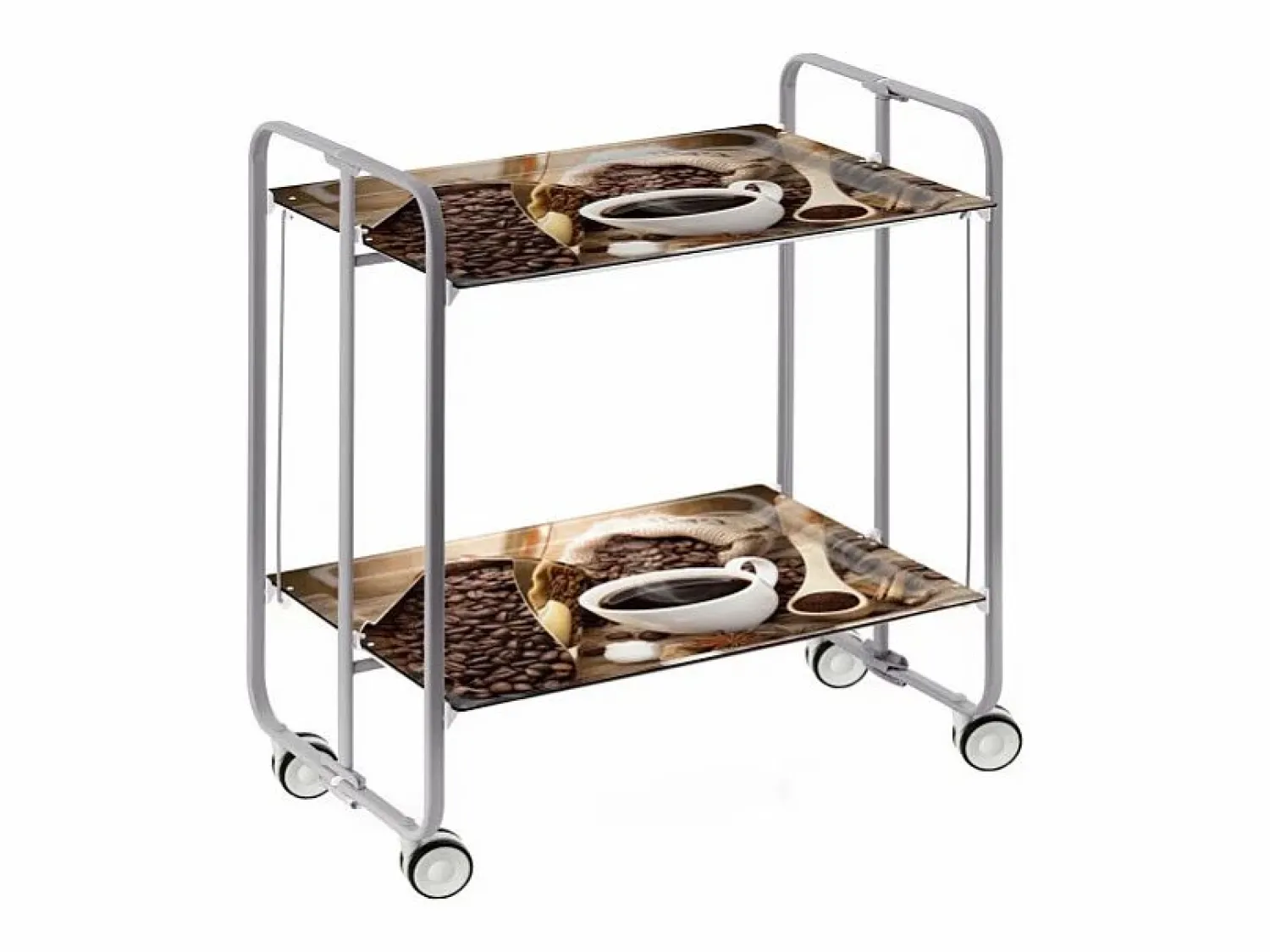 Don Hierro Carrito auxiliar plegable con ruedas - Estructura metálica gris, 2 estantes laminados Decorado Café – 72*66*43 cm - BAUHAUS