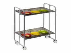Don Hierro Carrito auxiliar plegable con ruedas - Estructura metálica gris, 2 estantes laminados Diseño Manzanas – 72*66*43 cm - BAUHAUS