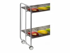 Don Hierro Carrito auxiliar plegable con ruedas - Estructura metálica gris, 2 estantes laminados Diseño Manzanas – 72*66*43 cm - BAUHAUS