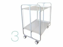 Outlet Carrito auxiliar plegable con ruedas - Estructura metálica gris, 2 estantes laminados color Haya – 72*66*43 cm - BAUHAUS Mueble Camarera