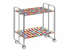 Don Hierro Carrito auxiliar plegable con ruedas - Estructura metálica gris, 2 estantes laminados, decorado Círculos colores – 72*66*43 cm - BAUHAUS