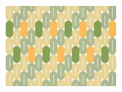Don Hierro Carrito auxiliar plegable con ruedas - Estructura metálica blanca, 2 estantes laminados Decorado Óvalos naranjas y verdes – 72*66*43 cm - BAUHAUS