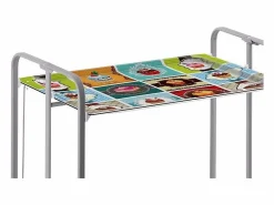 Best Carrito auxiliar plegable con ruedas - Estructura metálica gris, 2 estantes laminados decorado Vintage2 – 72*66*43 cm - BAUHAUS Mueble Camarera