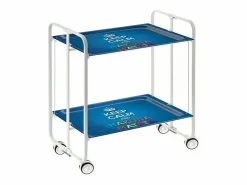 Don Hierro Carrito auxiliar plegable con ruedas - Estructura metálica blanca, 2 estantes laminados Decorado Keep Calm – 72*66*43 cm - BAUHAUS