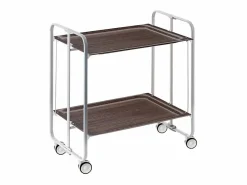Don Hierro Carrito auxiliar plegable con ruedas - Estructura metálica gris, 2 estantes laminados color Wengué – 72*66*43 cm - BAUHAUS