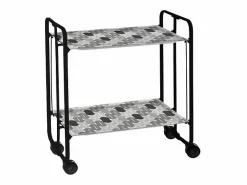 Don Hierro Carrito auxiliar plegable con ruedas - Estructura metálica negra, 2 estantes laminados Decorado claro y oscuro – 72*66*43 cm - BAUHAUS