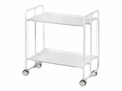 Don Hierro Carrito auxiliar plegable con ruedas - Estructura metálica blanca, 2 estantes s laminados – 72*66*43 cm - BAUHAUS
