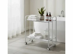 Don Hierro Carrito auxiliar plegable con ruedas - Estructura metálica blanca, 2 estantes s laminados – 72*66*43 cm - BAUHAUS