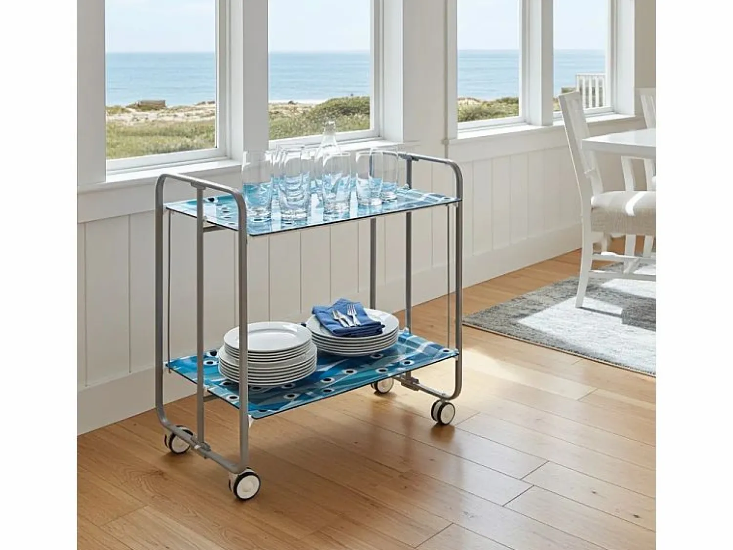 Don Hierro Carrito auxiliar plegable con ruedas - Estructura metálica gris, 2 estantes laminados Decorado Peces es – 72*66*43 cm - BAUHAUS