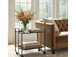 Carrito auxiliar plegable con ruedas - Estructura metálica negra, 2 estantes laminados s – 72*66*43 cm - BAUHAUS Mueble Camarera