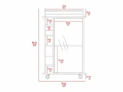 Online Carrito de Bar Dukat, con ruedas y puerta de cristal 89CM A X 55CM An X 41.5CM P Carbón Mueble Bar