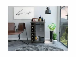 Online Carrito de Bar Dukat, con ruedas y puerta de cristal 89CM A X 55CM An X 41.5CM P Carbón Mueble Bar