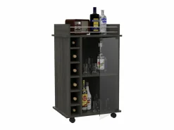 Online Carrito de Bar Dukat, con ruedas y puerta de cristal 89CM A X 55CM An X 41.5CM P Carbón Mueble Bar