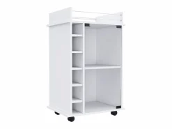 TuHome Carrito de Bar Dukat en melamina con 6 botelleros , 3 estantes y 4 ruedas , , 89 cm X 55 cm X 41.5 cm