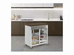 Clearance Don Hierro Carrito de cocina / Mesita auxiliar, EKO Marru00f3n chocolate