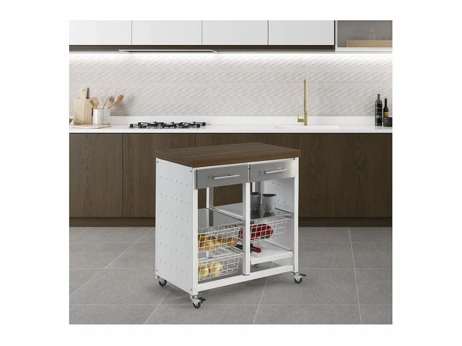 Clearance Don Hierro Carrito de cocina / Mesita auxiliar, EKO Marru00f3n chocolate