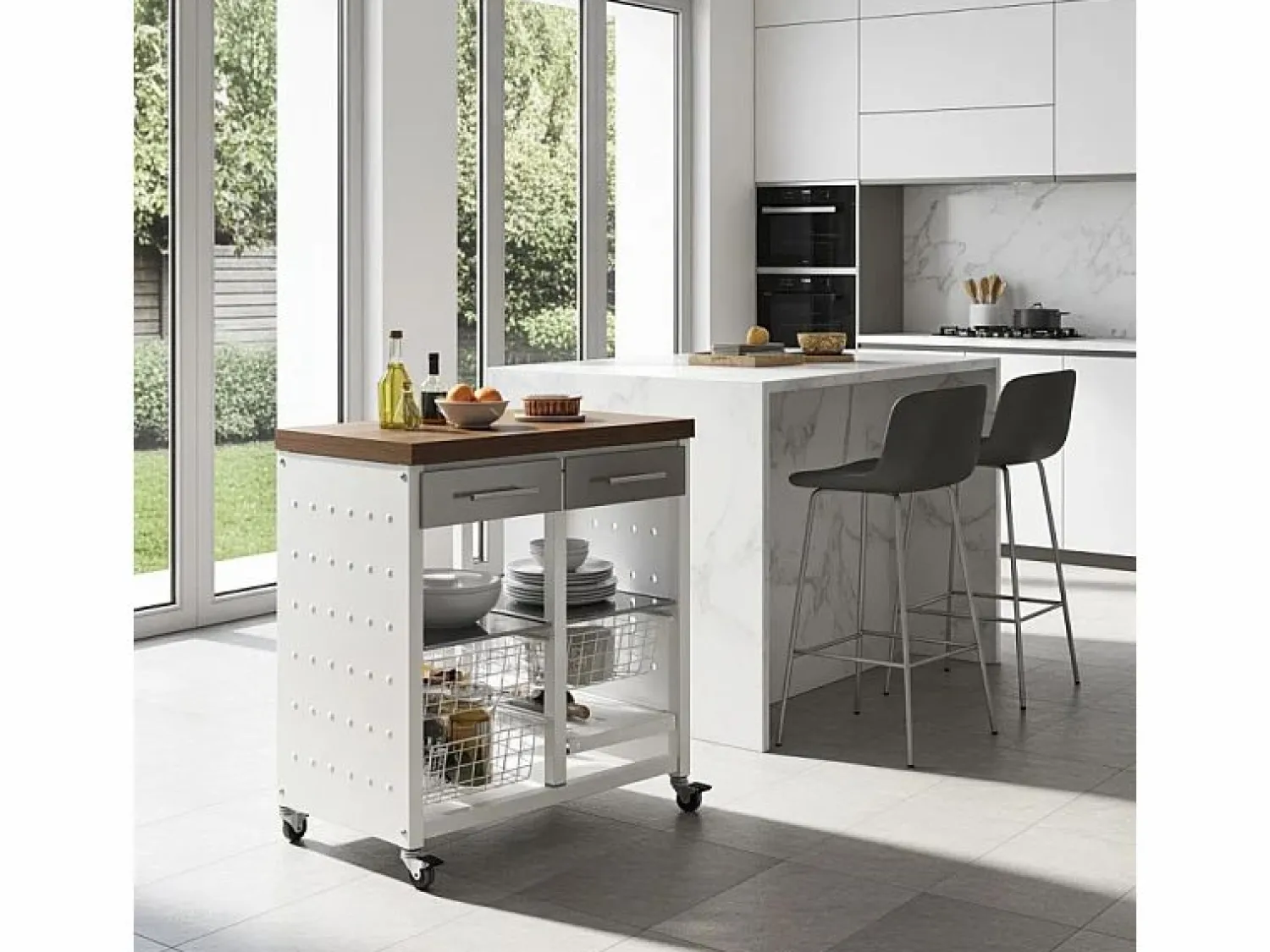 Clearance Don Hierro Carrito de cocina / Mesita auxiliar, EKO Marru00f3n chocolate