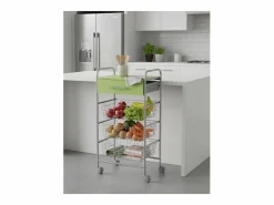 Clearance Don Hierro Carrito de cocina ALESIA Pistacho, 3 cestas, cajón y encimera color pistacho Verde claro