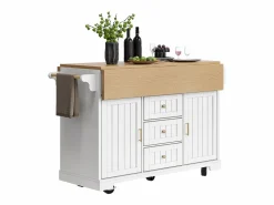 Hauss Spole Carrito de cocina con 2 puertas, 3 cajones y toallero, especiero, bandeja extensible