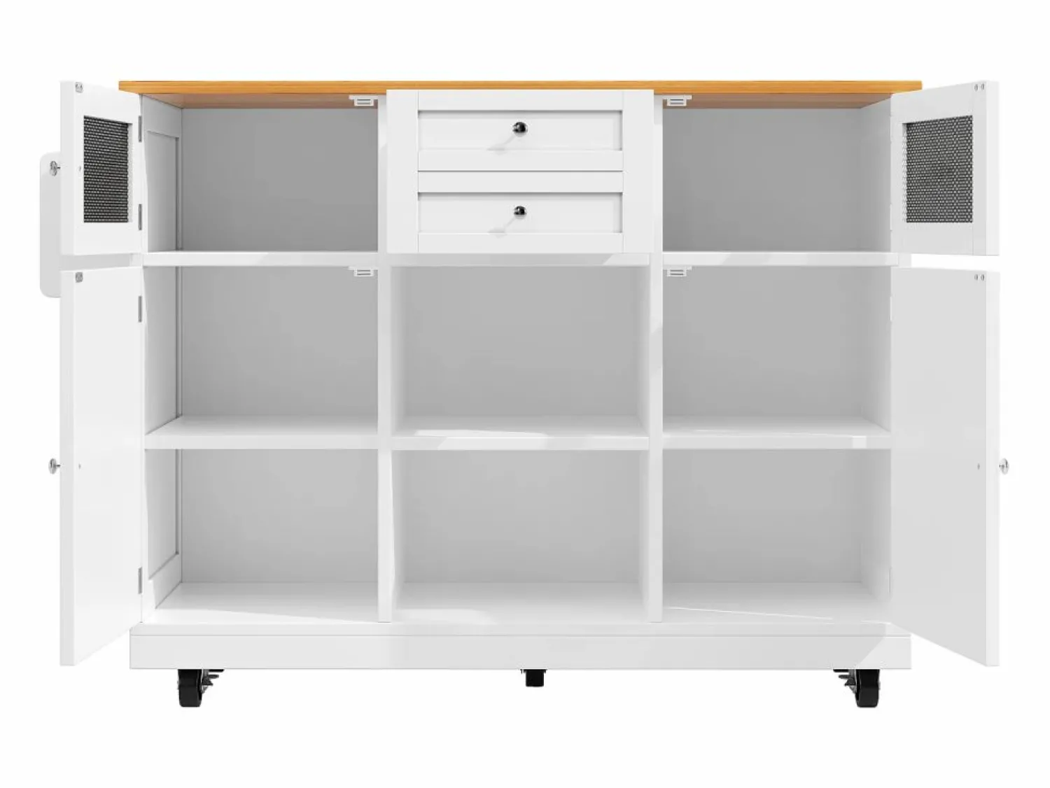 Sale Carrito de cocina con encimera de madera, toallero y estantes ajustables Isla Cocina