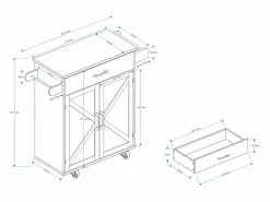 Best Carrito de cocina con 2 puertas, cajón y toallero, tapa de madera Mueble Camarera