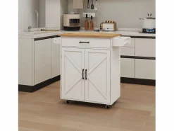 Best Carrito de cocina con 2 puertas, cajón y toallero, tapa de madera Mueble Camarera