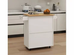 Best Carrito de cocina con 2 puertas, cajón y toallero, tapa de madera Mueble Camarera