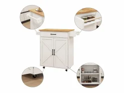 Best Carrito de cocina con 2 puertas, cajón y toallero, tapa de madera Mueble Camarera