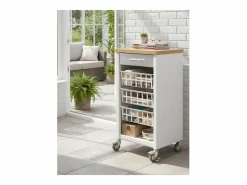 Best Carrito de cocina, carrito verdulero - color Blanco, Inox, Olmo - 93*48*34 cm - KARA Mueble Camarera