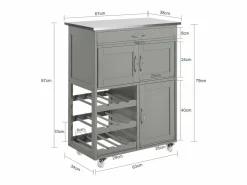 Sobuy Carrito de Cocina Carrito de Servir con 3 Puertas y 1 cajón L67cmxH87cmxD38cm FKW45-HG ES
