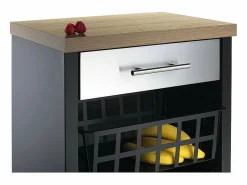 Sale Don Hierro Carrito de cocina, carrito verdulero - color Negro, Inox, Cerezo - 93*48*34 cm - KARA Marru00f3n chocolate