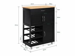 Online Sobuy Carrito de Cocina Carrito de Servir con 3 Puertas y 1 cajón L67cmxH87cmxD38cm FKW45-SCH ES Negro