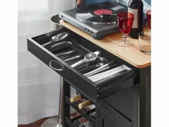 Online Sobuy Carrito de Cocina Carrito de Servir con 3 Puertas y 1 cajón L67cmxH87cmxD38cm FKW45-SCH ES Negro