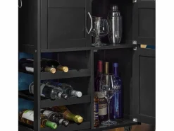 Online Sobuy Carrito de Cocina Carrito de Servir con 3 Puertas y 1 cajón L67cmxH87cmxD38cm FKW45-SCH ES Negro