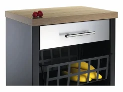 Don Hierro Carrito de cocina, carrito verdulero - color Negro, Inox, Olmo - 93*48*34 cm - KARA
