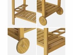 New Carrito de cocina exterior de madera con ruedas madera Materiales Y Utensilios De Cocina
