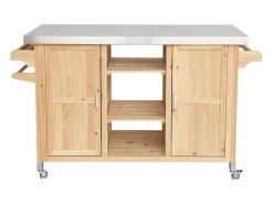 Sweeek Carrito de cocina exterior de madera de abeto 130cm con asas, 7