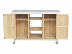 Sweeek Carrito de cocina exterior de madera de abeto 130cm con asas, 7