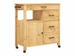 vidaxl Carrito de cocina MONZA madera maciza de pino 84x40x88,5 cm