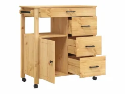 vidaxl Carrito de cocina MONZA madera maciza de pino 84x40x88,5 cm