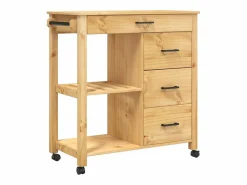 Sale vidaxl Carrito de cocina MONZA madera maciza de pino 84x40x88,5 cm Color natural claro