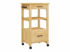 New Carrito de cocina MONZA madera maciza de pino 48x40x88,5 cm Mueble Camarera