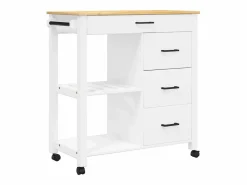 Sale vidaxl Carrito de cocina MONZA madera maciza de pino 84x40x88,5 cm Blanco