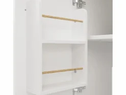 Sale OKWISH Carrito de cocina móvil con encimera plegable, espacio de almacenamiento y botellero - Blanco