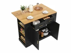 OKWISH Carrito de cocina móvil con 2 puertas y 2 cajones, isla con veta de madera, - para cocinas y salones